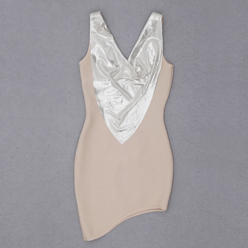 Rochie scurtă elegantă bej - imagine 5