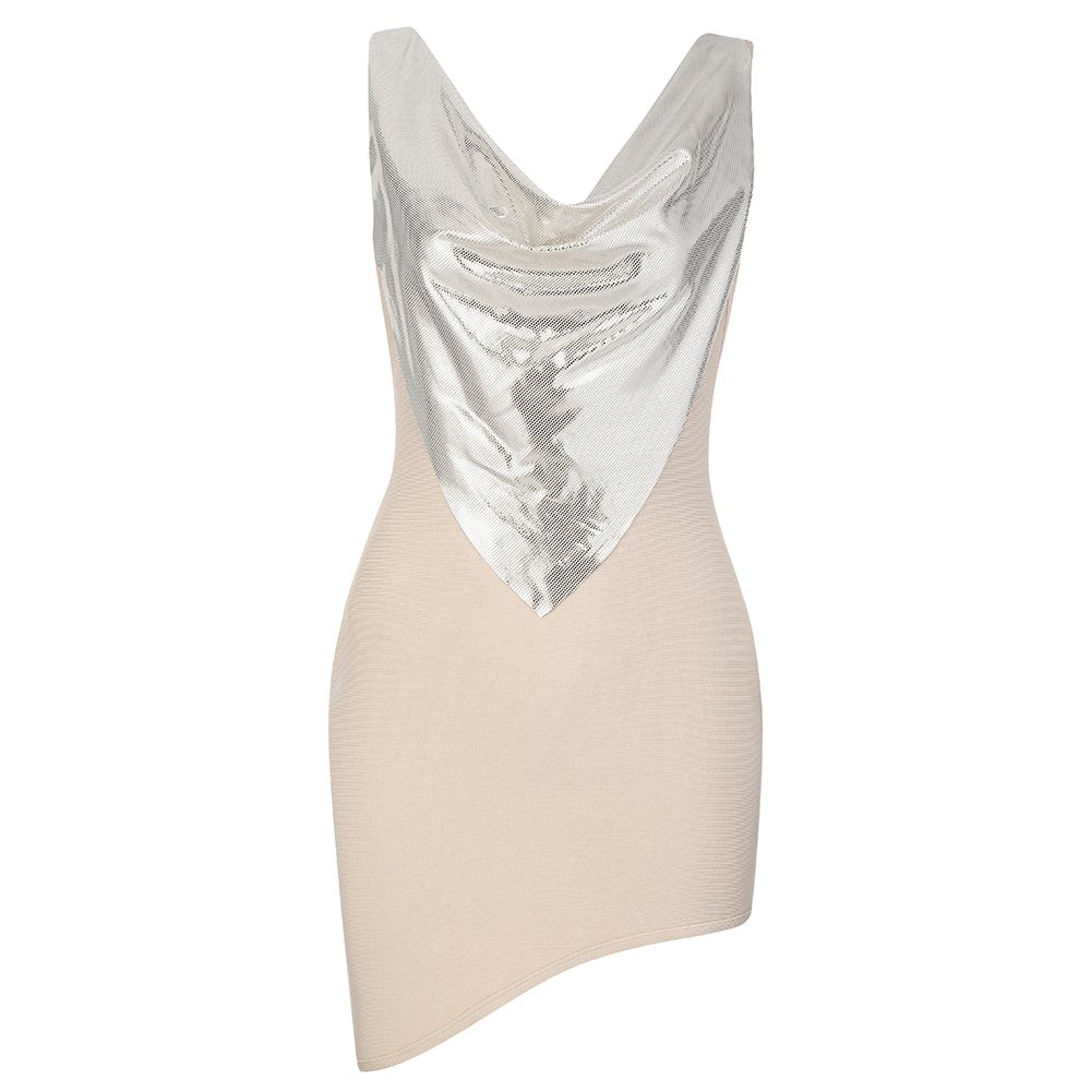 Rochie scurtă elegantă bej - imagine 6