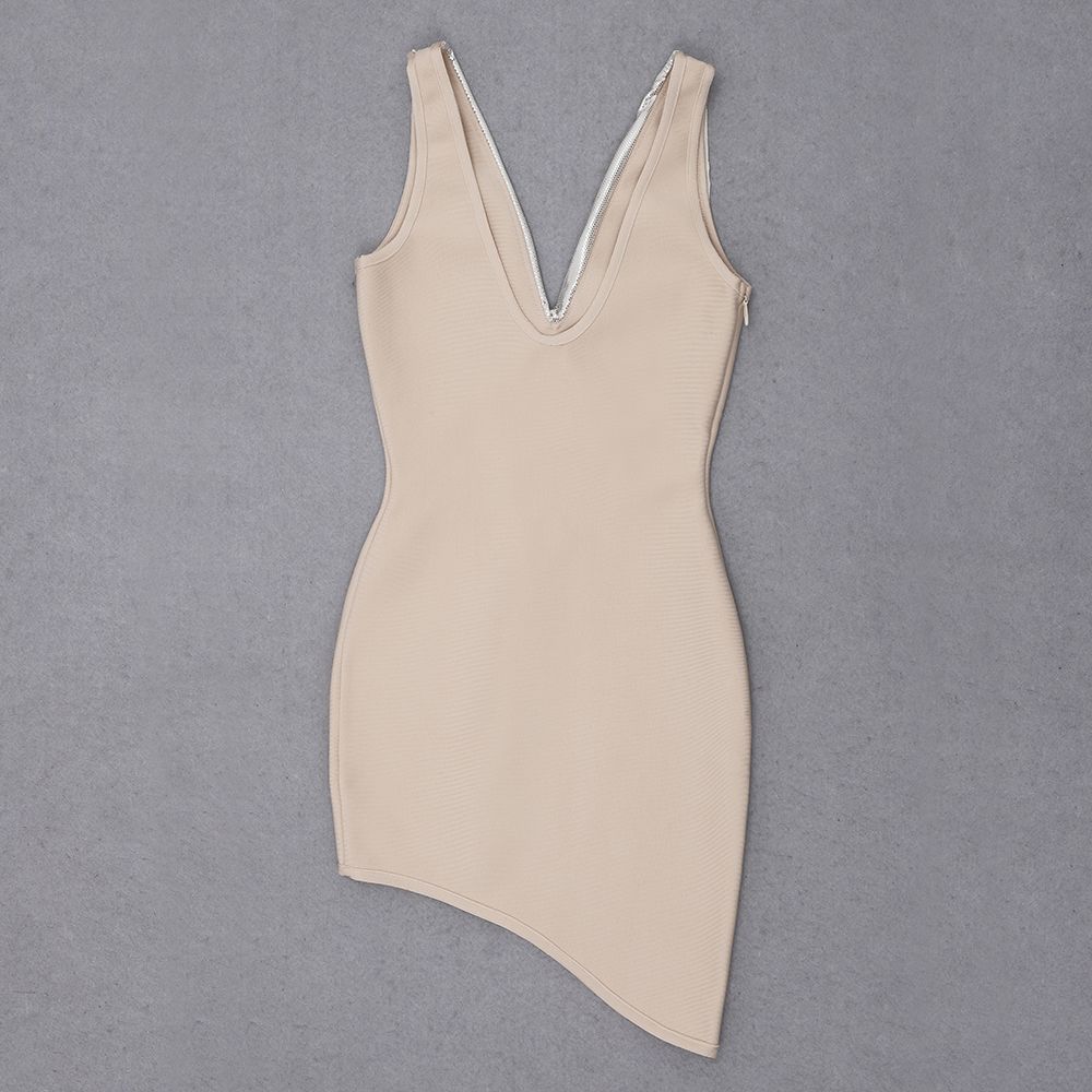 Rochie scurtă elegantă bej - imagine 9