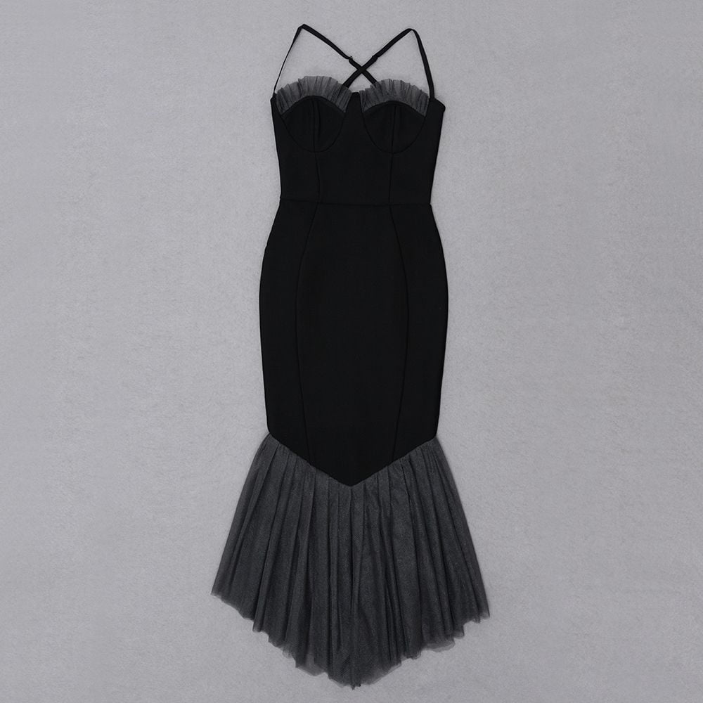 Rochie midi elegantă neagră - imagine 4