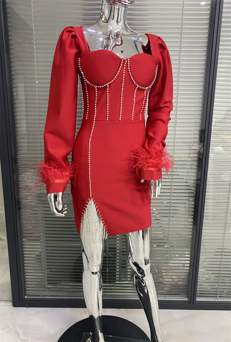 Rochie eleganta rosie cu maneca lunga pentru evenimente Lena Fashion