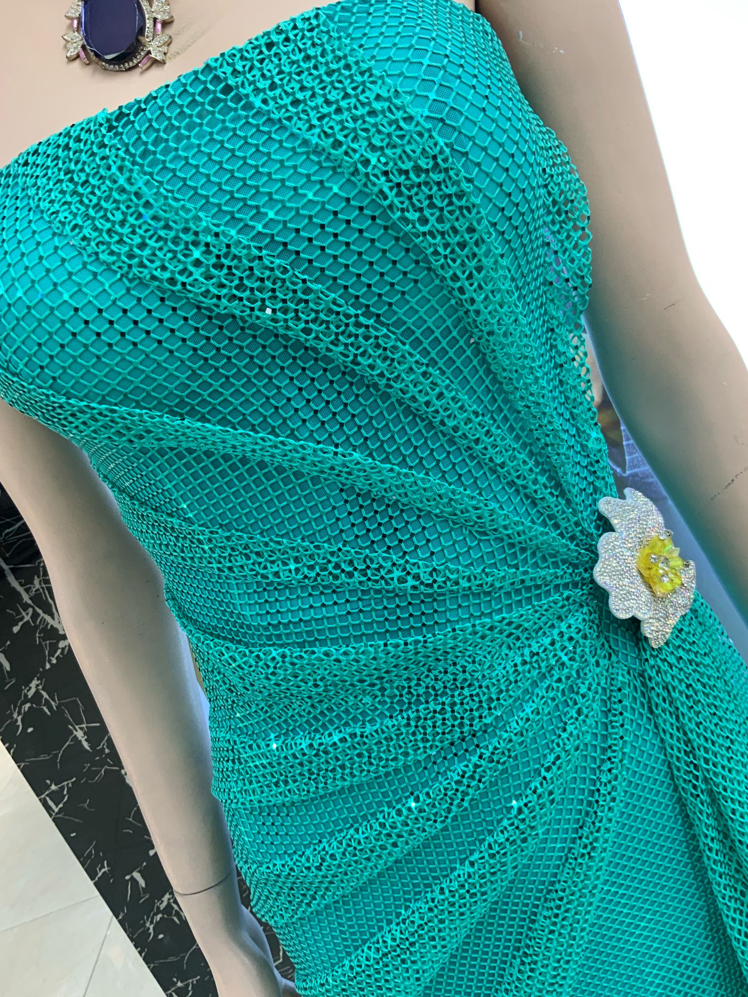 Rochie turcoaz cu trenă - imagine 2