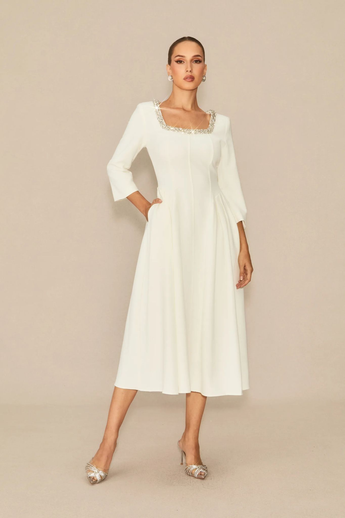 Rochie midi cu pietre - imagine 5