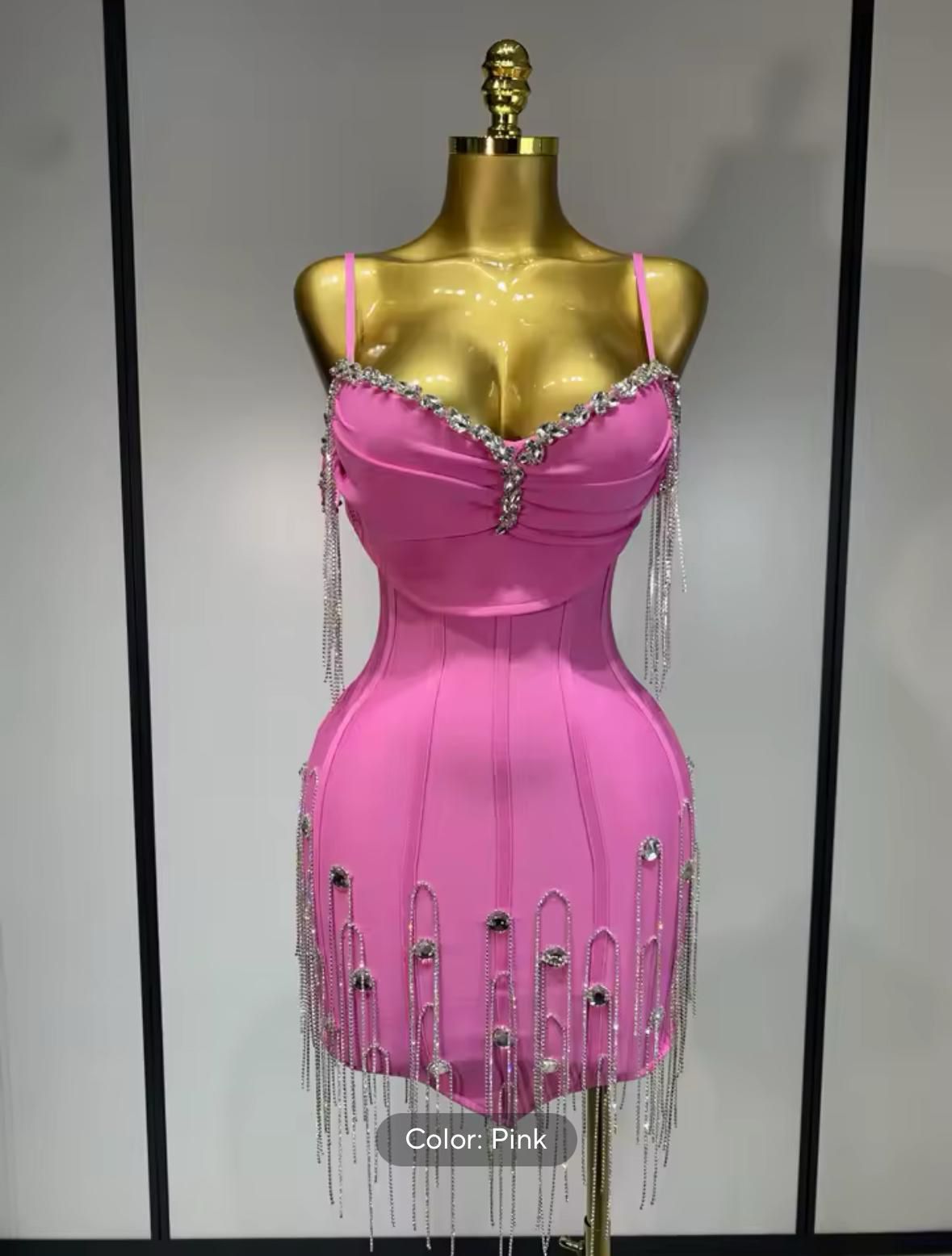 Rochie mini cu lanțuri și pietre argintii - imagine 6