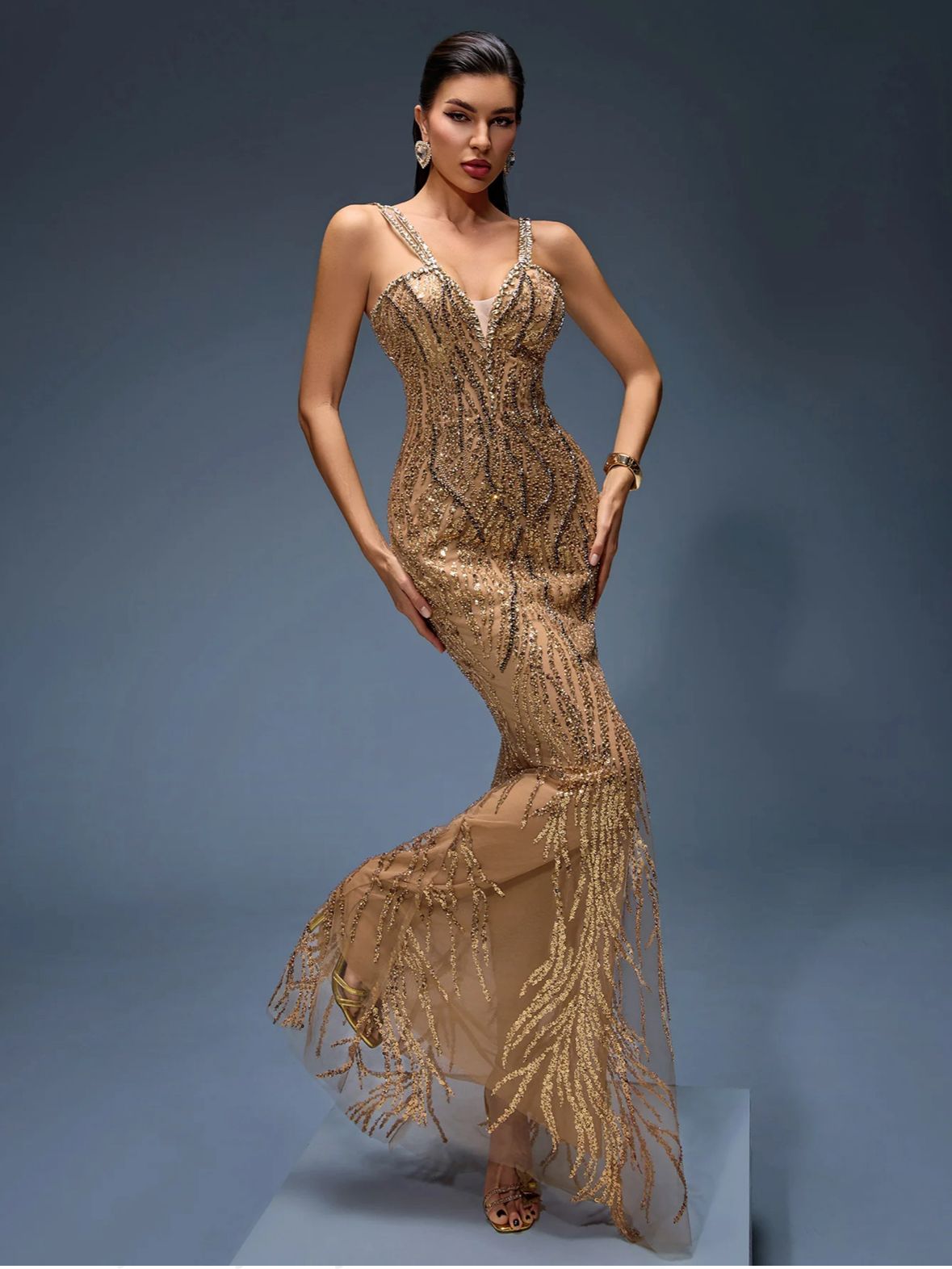 Rochie de ocazie Golden Queen - imagine 2