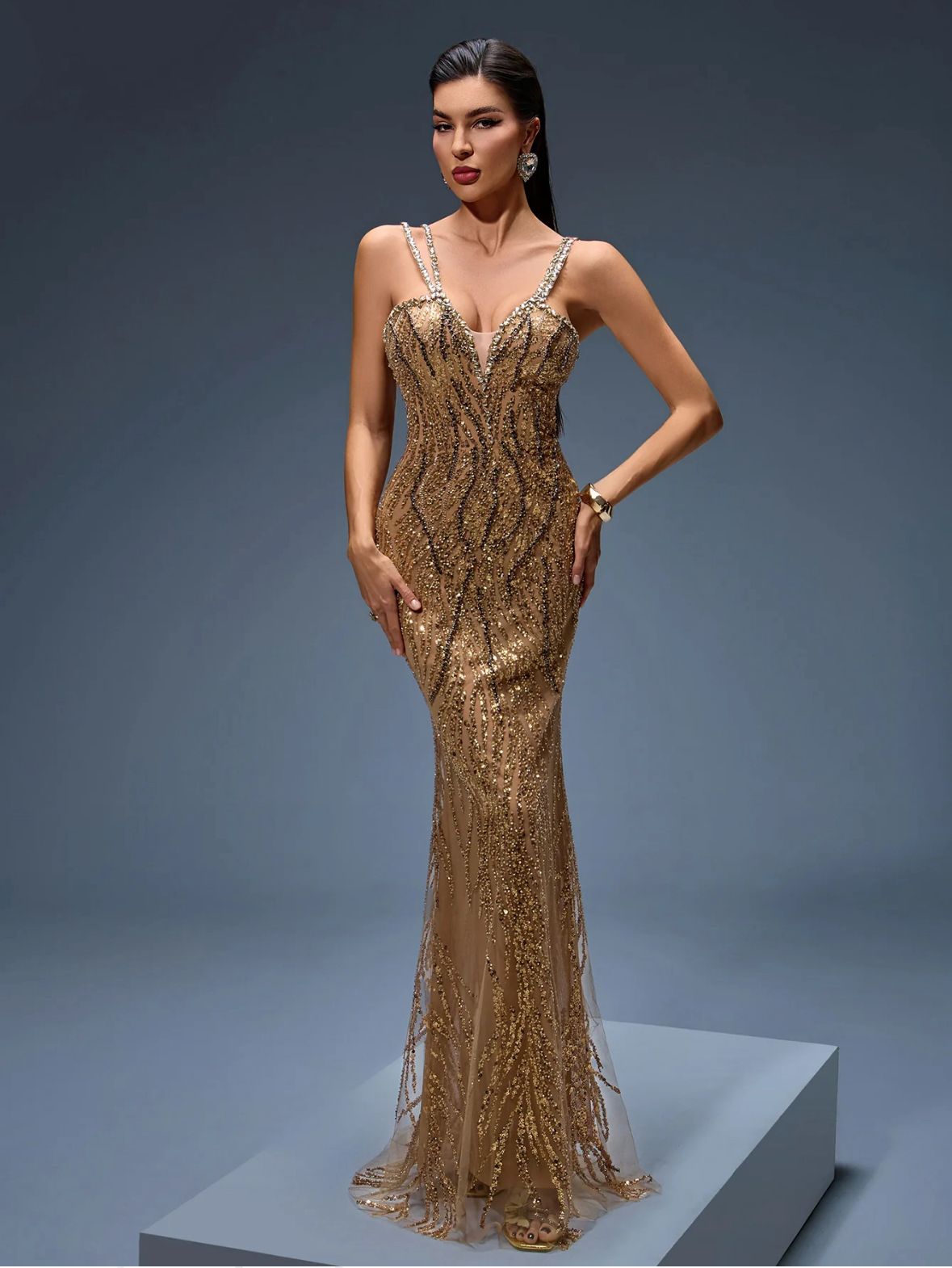 Rochie de ocazie Golden Queen - imagine 3