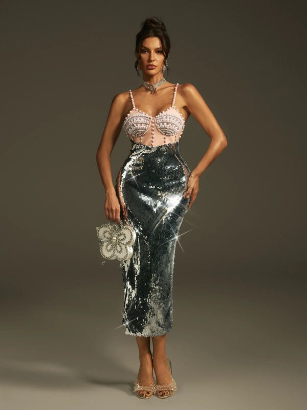 Rochie din paiete cu efect metalizat