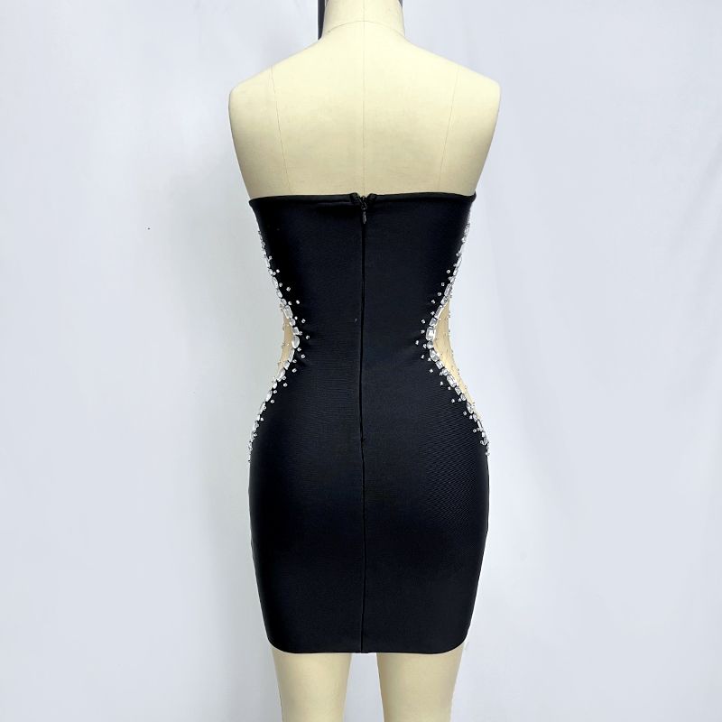 Rochie neagră scurtă cu diamante - imagine 5