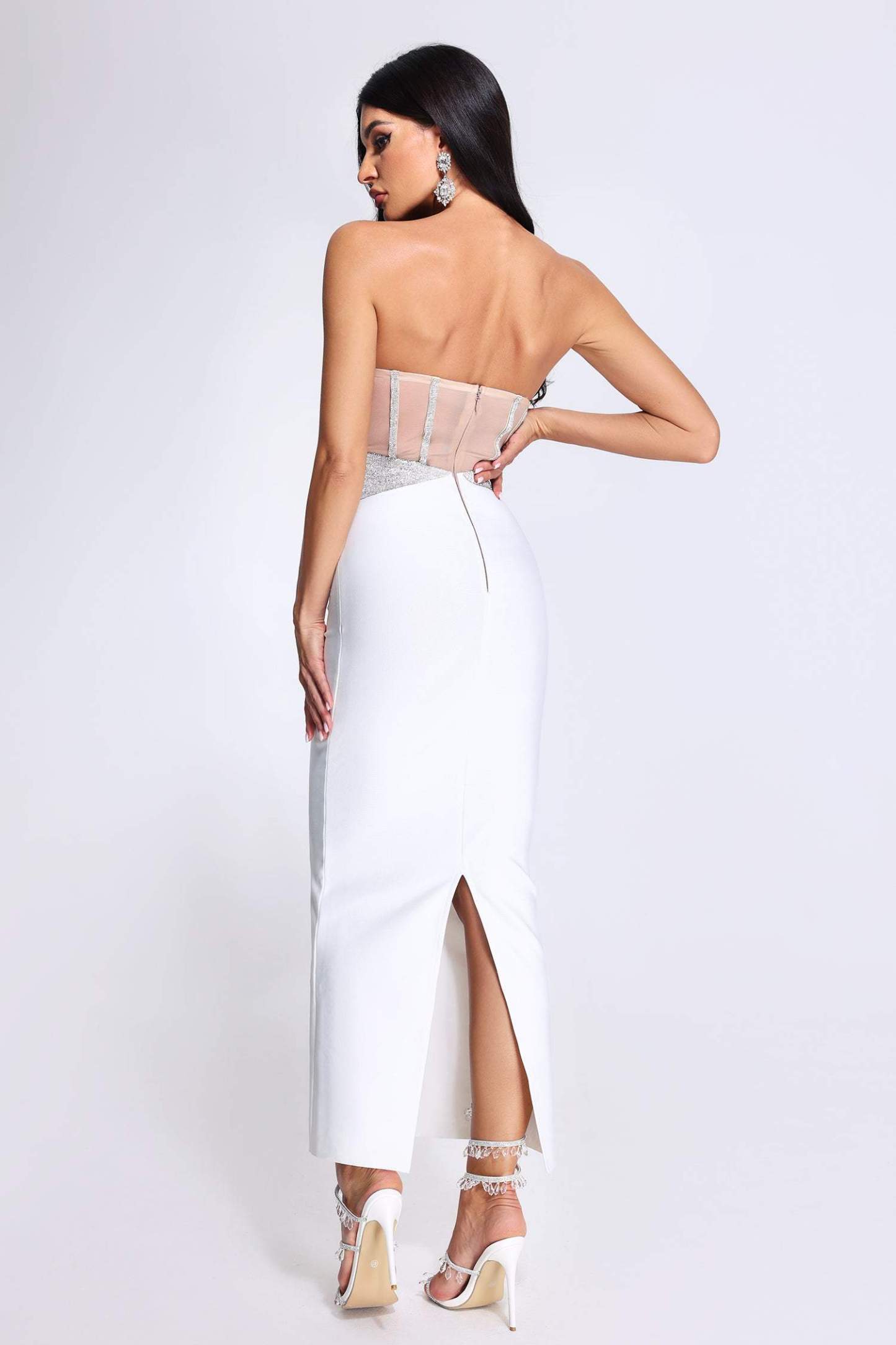Rochie elegantă albă cu corset - imagine 5