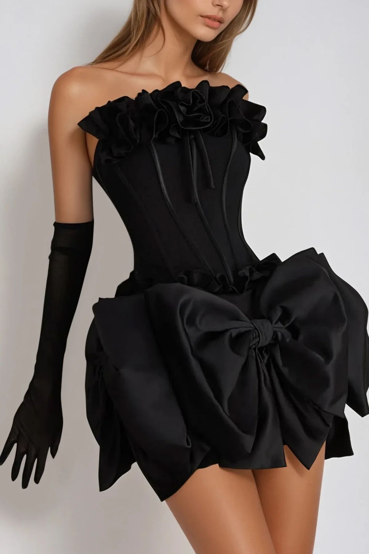 Rochie mini cu corset și mănuși - imagine 2