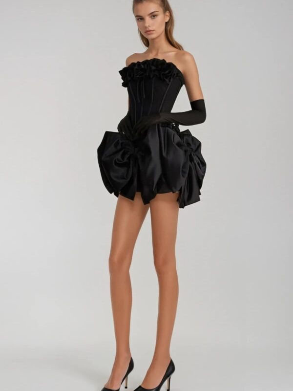 Rochie mini cu corset și mănuși
