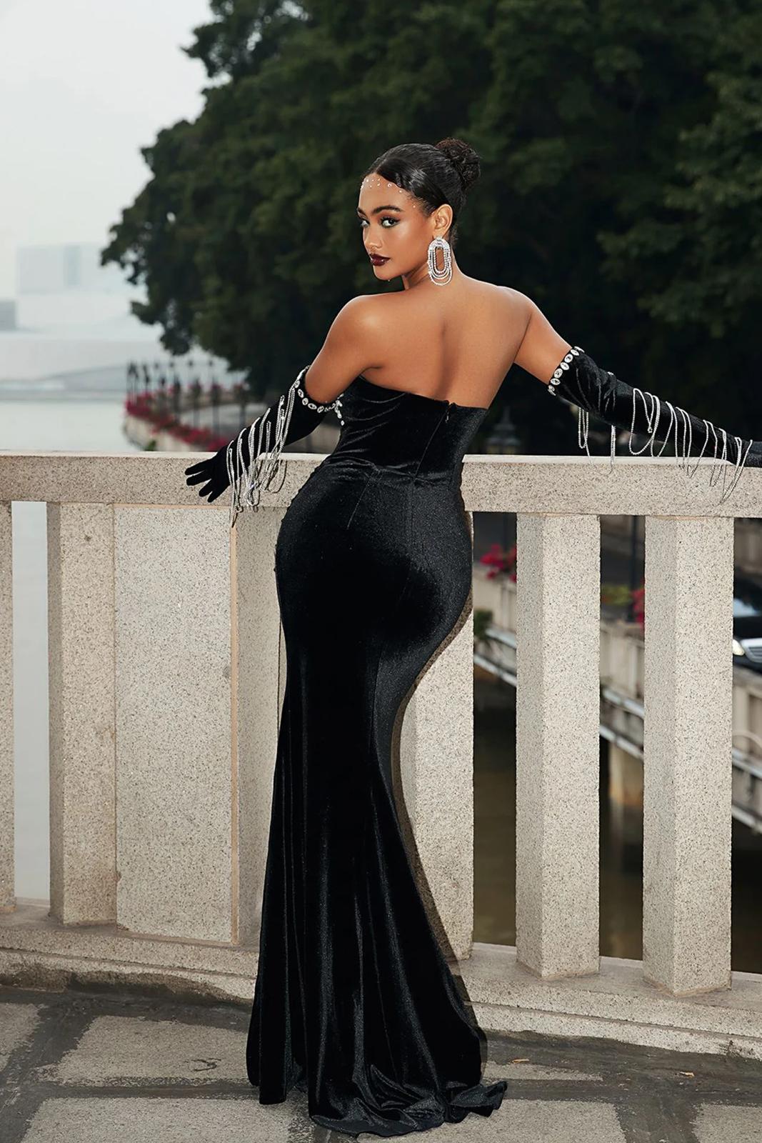 Rochie eleganta neagră perlată - imagine 7