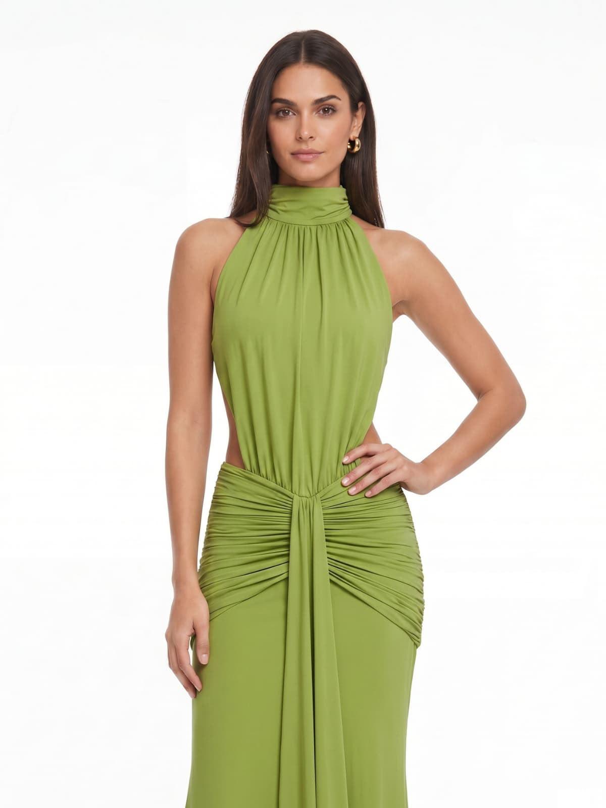 Rochie lunga Verde Olive - imagine 2