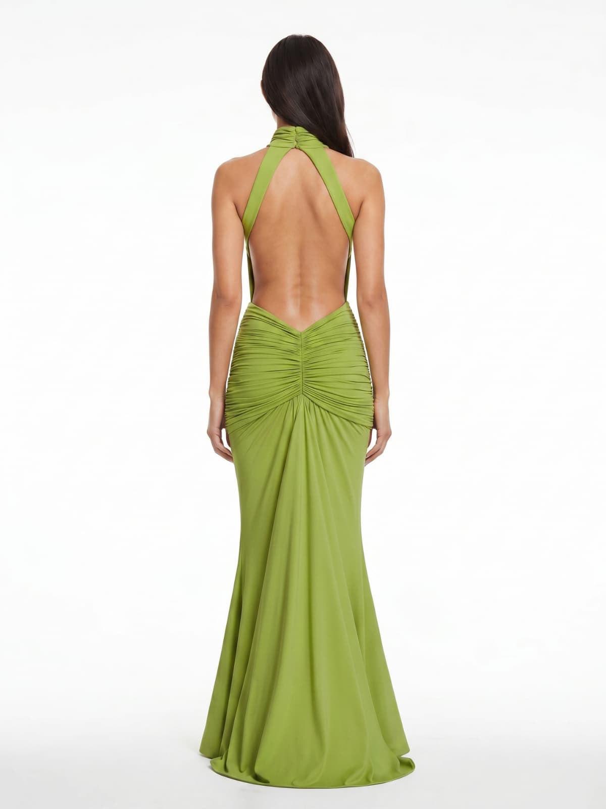 Rochie lunga Verde Olive - imagine 4
