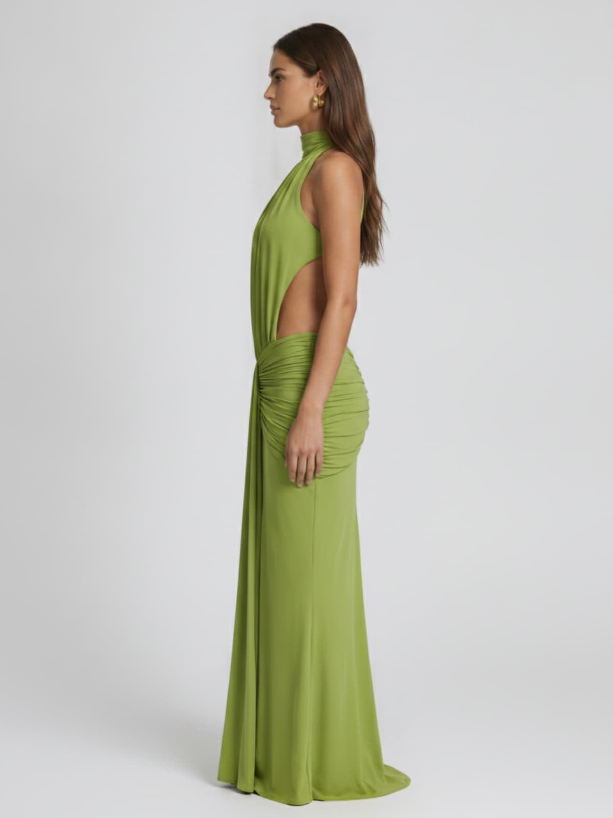 Rochie lunga Verde Olive - imagine 3
