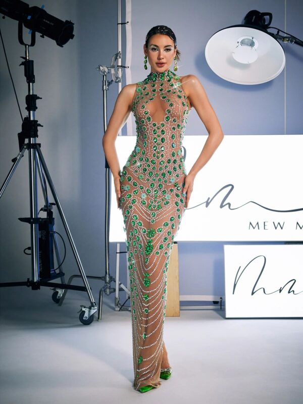 Rochie sexy cu diamante verzi