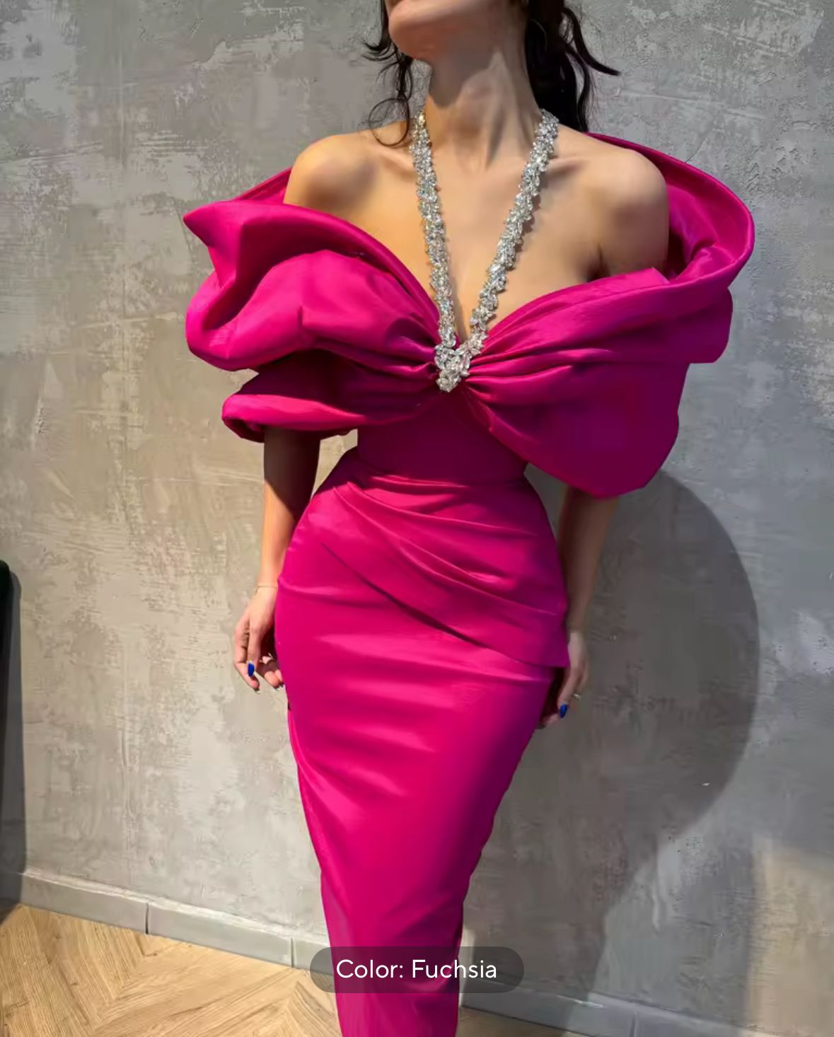Rochie cu umeri tip fundiță - imagine 2