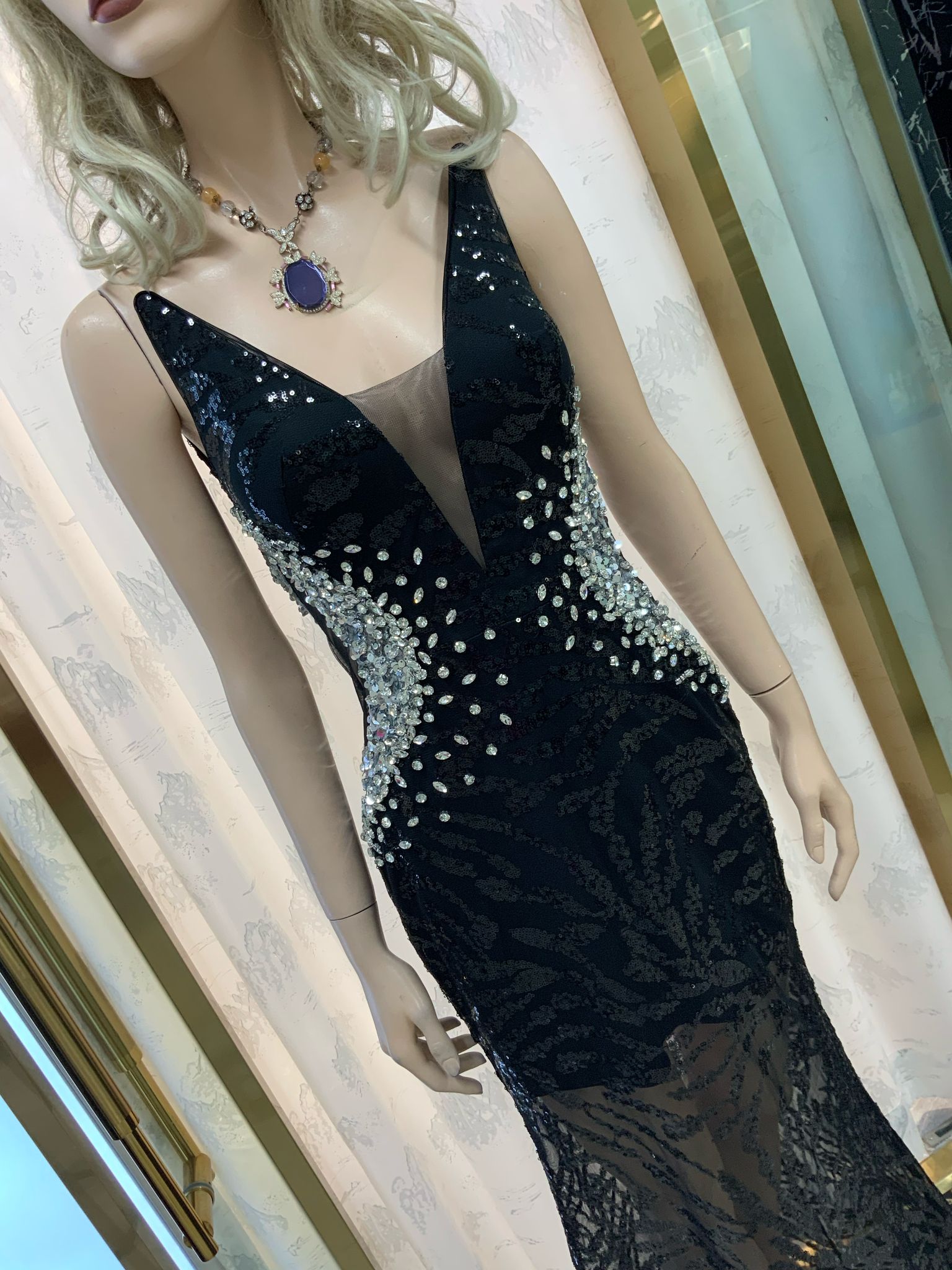 Rochie de ocazie cu pietre argintii - imagine 3