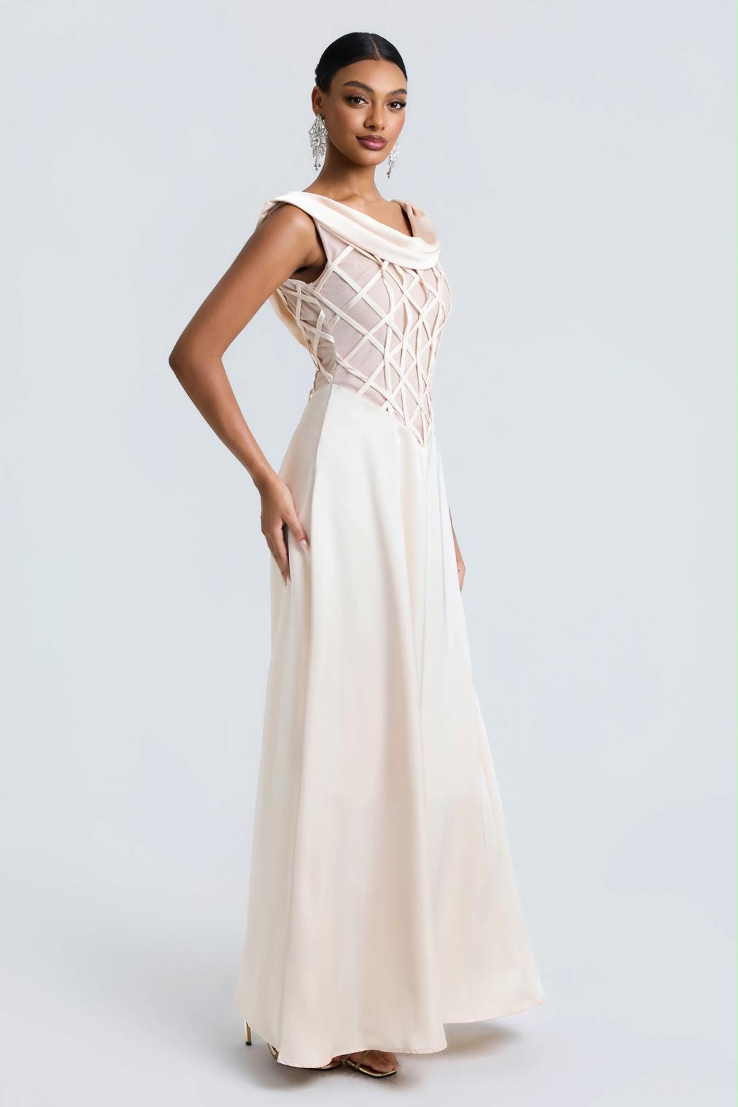 Rochie lunga cu detalii geometrice - imagine 3