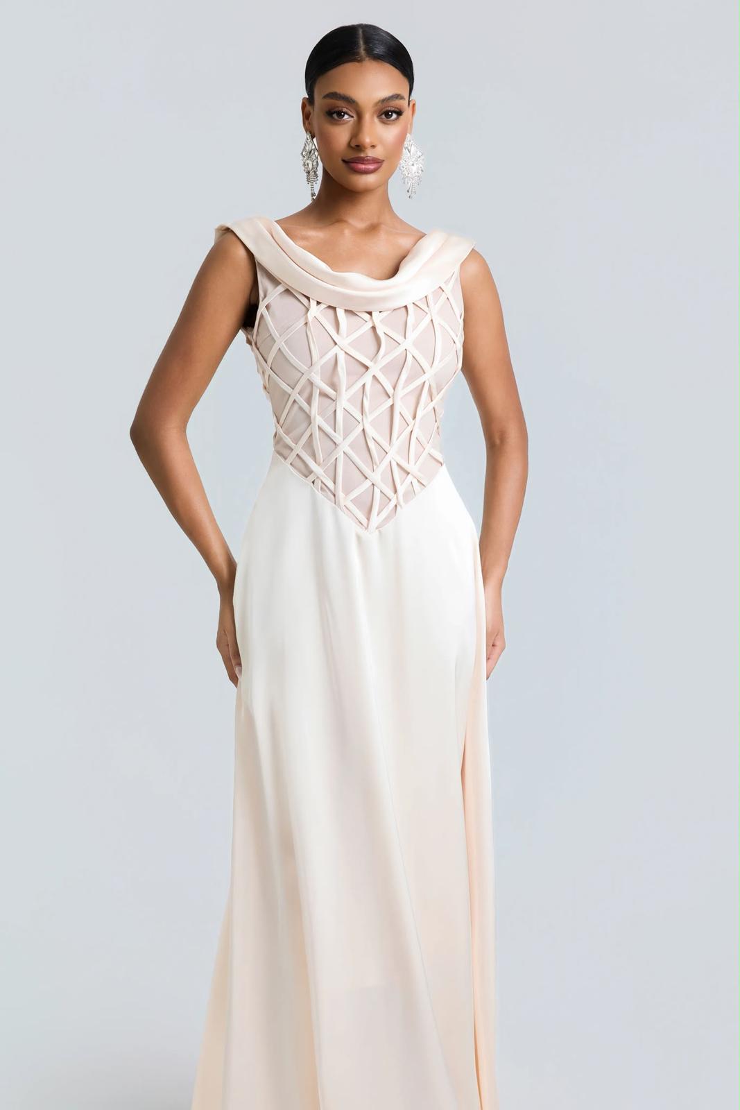 Rochie lunga cu detalii geometrice - imagine 2