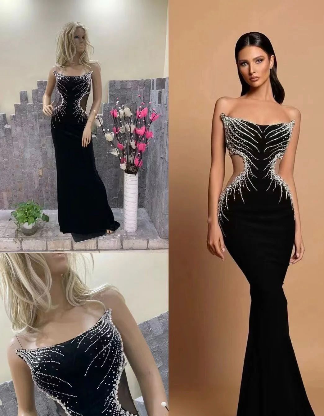 Rochie mulată cu pietre și decupaje - imagine 3