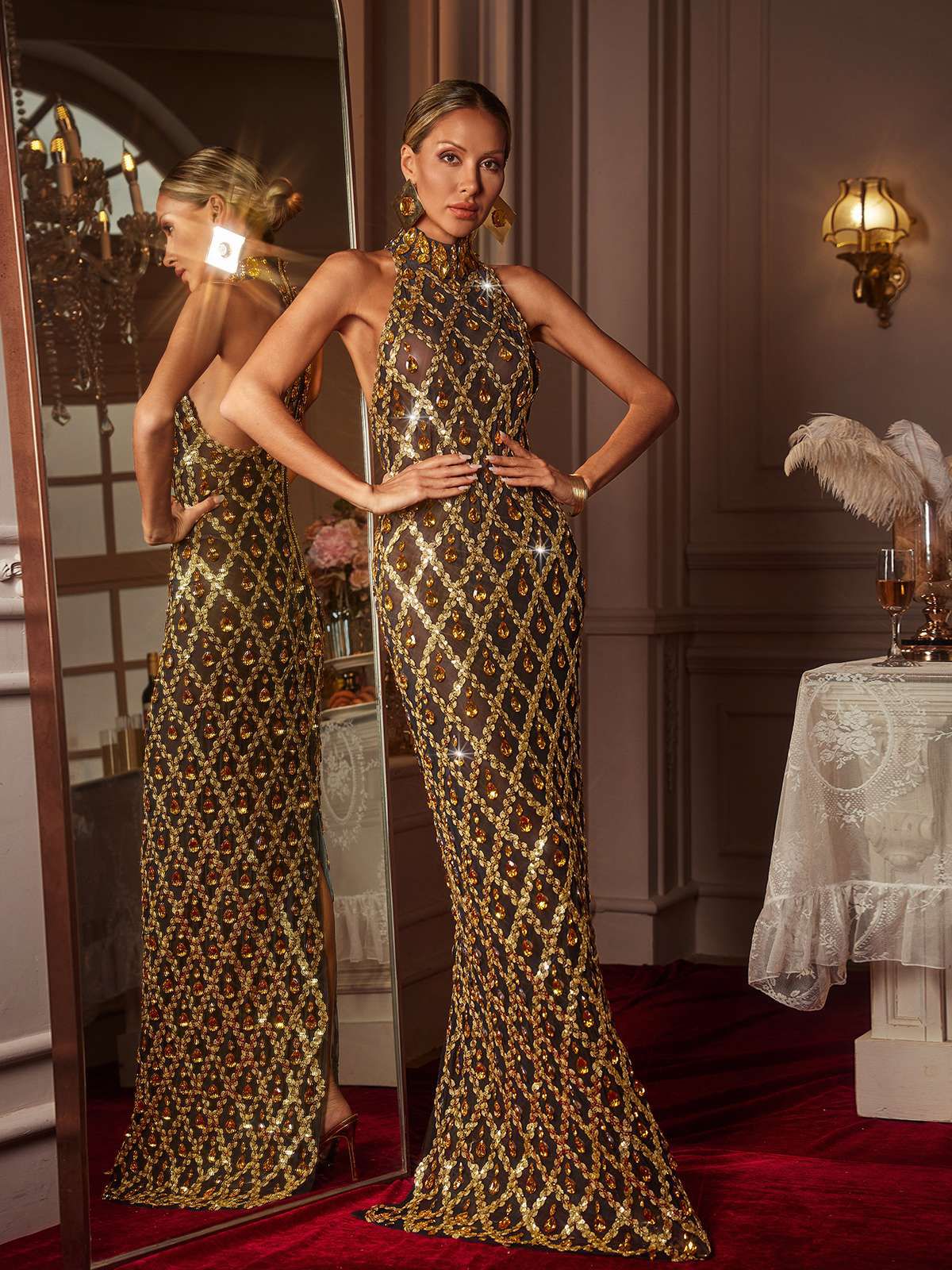 Rochie lungă cu pietre - imagine 8
