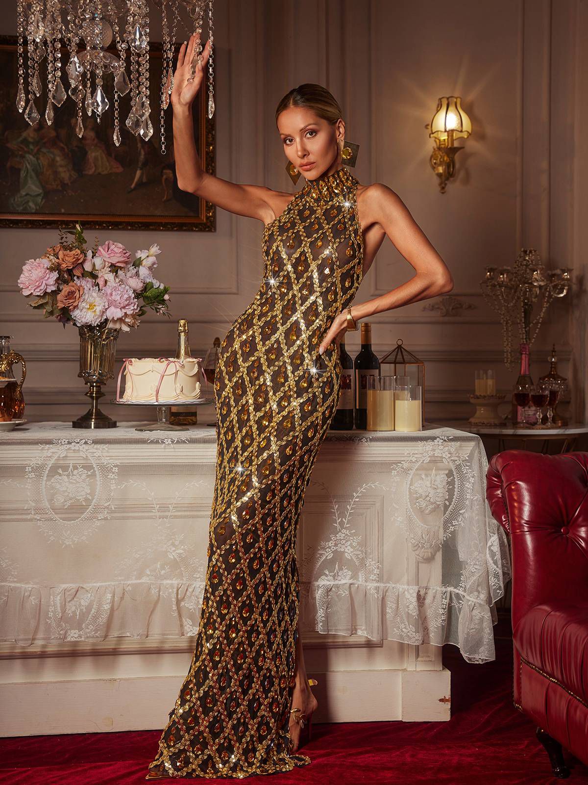 Rochie lungă cu pietre - imagine 9