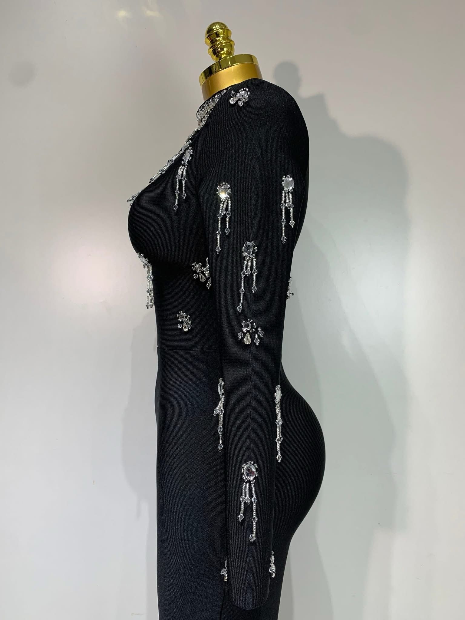 Salopetă sexy decorată cu cristale - imagine 2