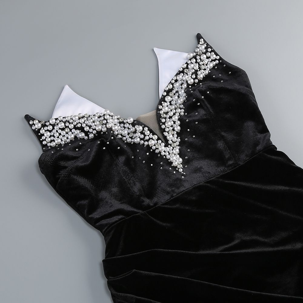 Rochie de lux din catifea încrustată cu mărgele - imagine 9