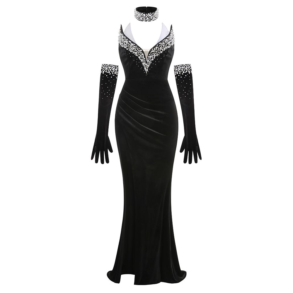 Rochie de lux din catifea încrustată cu mărgele - imagine 6