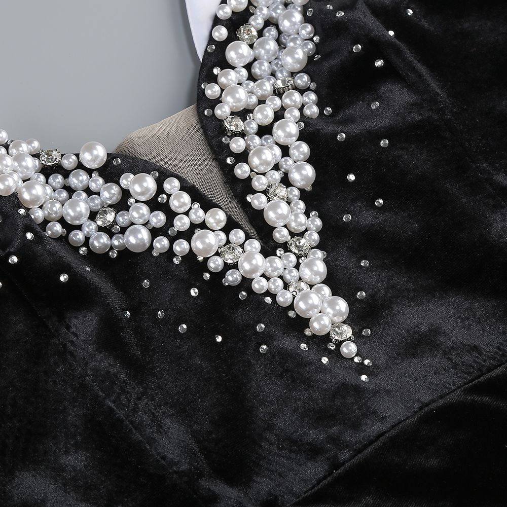 Rochie de lux din catifea încrustată cu mărgele - imagine 8