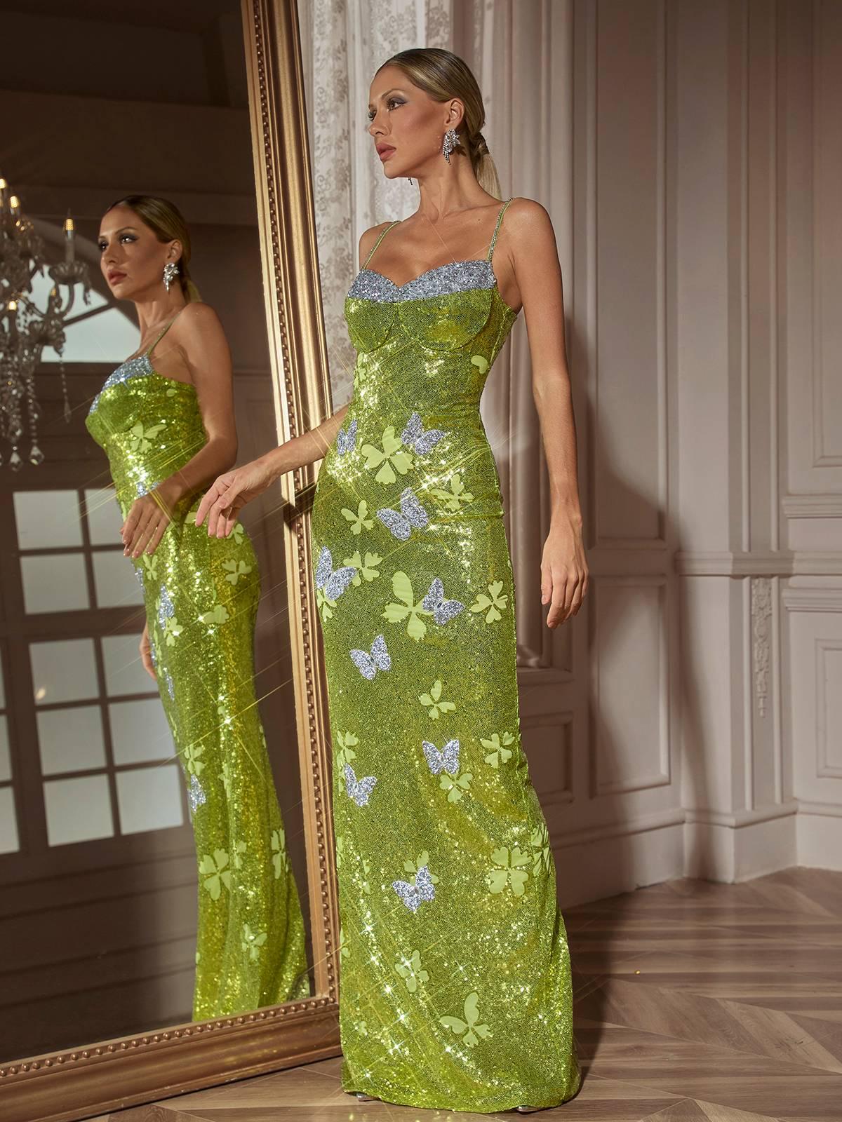 Rochie lungă de ocazie verde