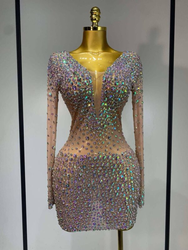 Rochie mini încrustată cu pietre strălucitoare