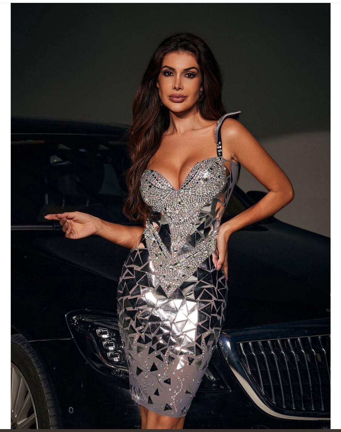 Rochie argintie cu efecte metalice - imagine 4