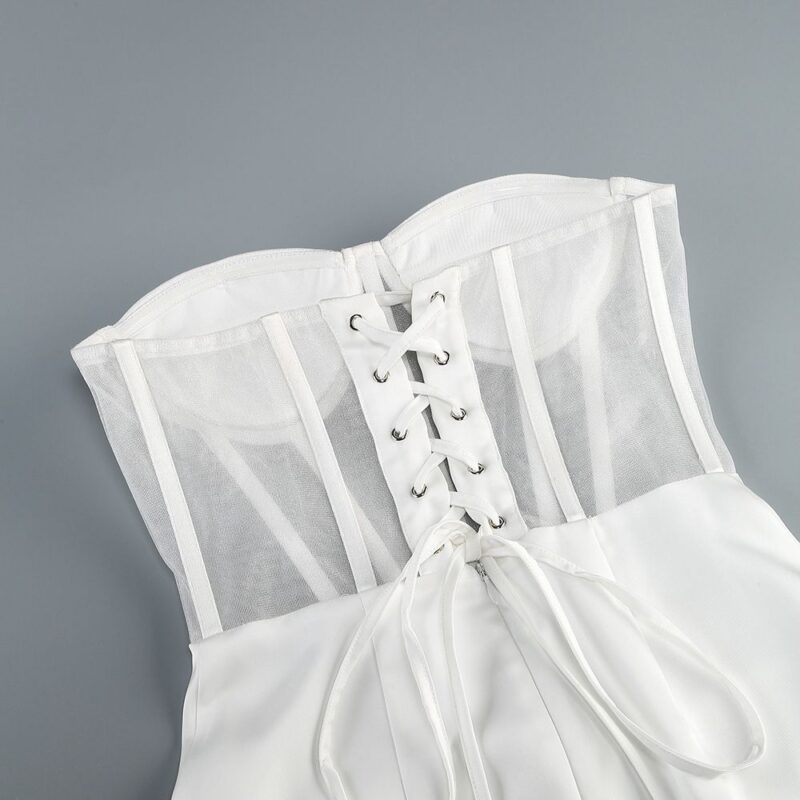 Rochie albă cu corset semi transparent - imagine 5