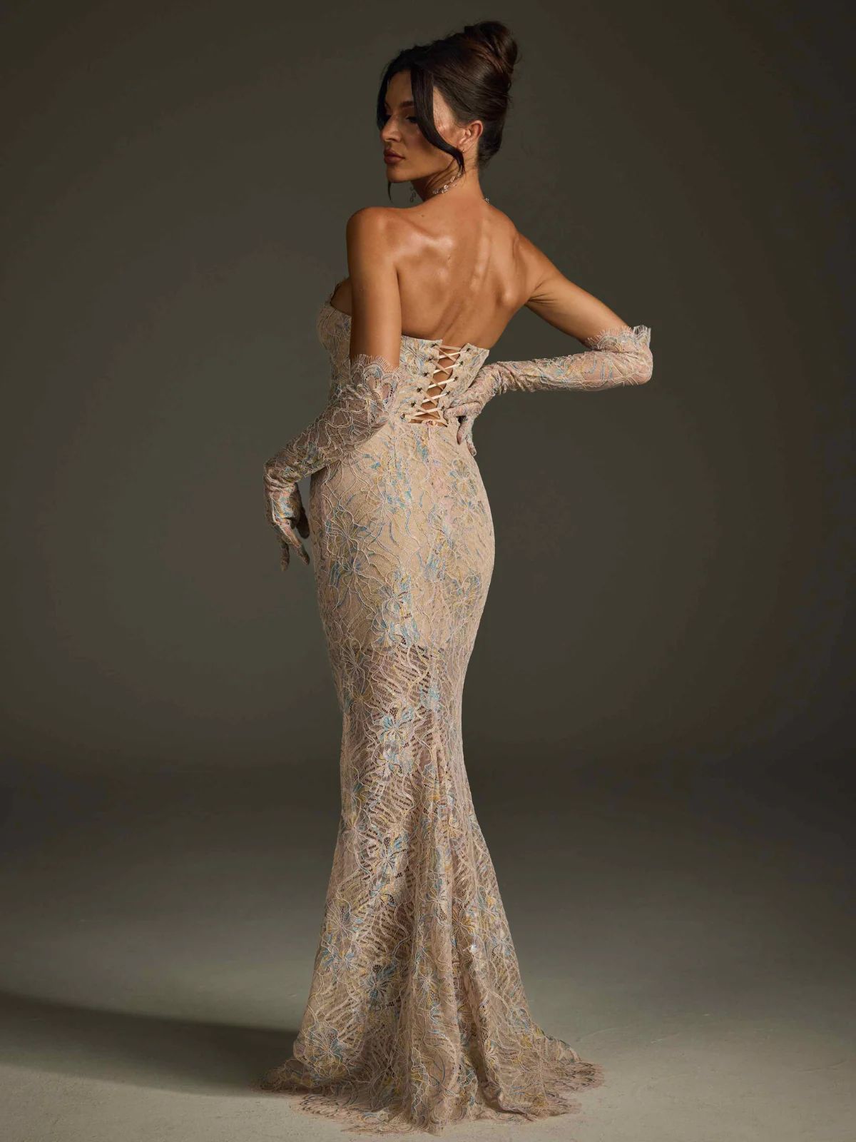 Rochie sexy fără bretele cu mănuși - imagine 11