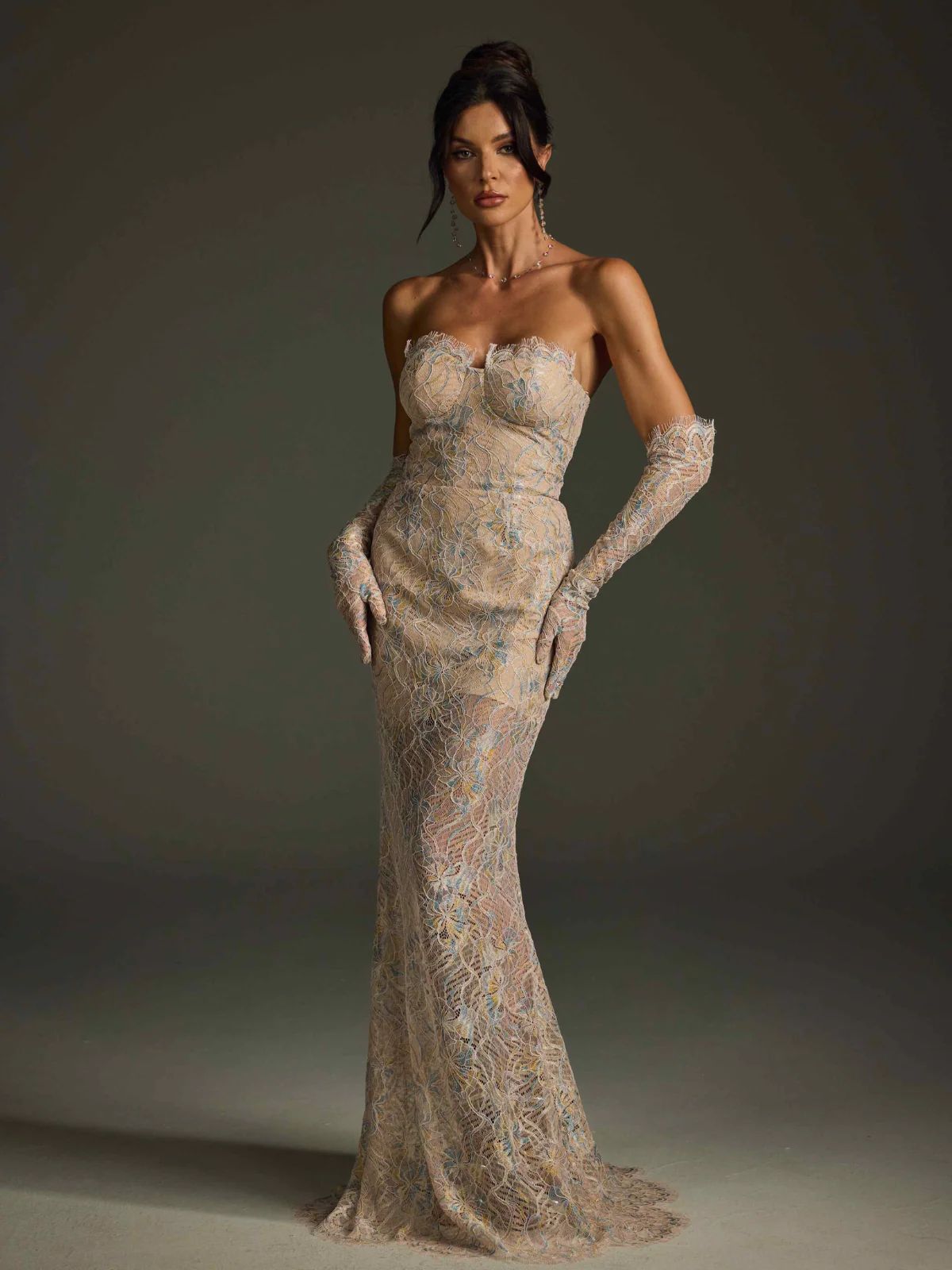 Rochie sexy fără bretele cu mănuși - imagine 6