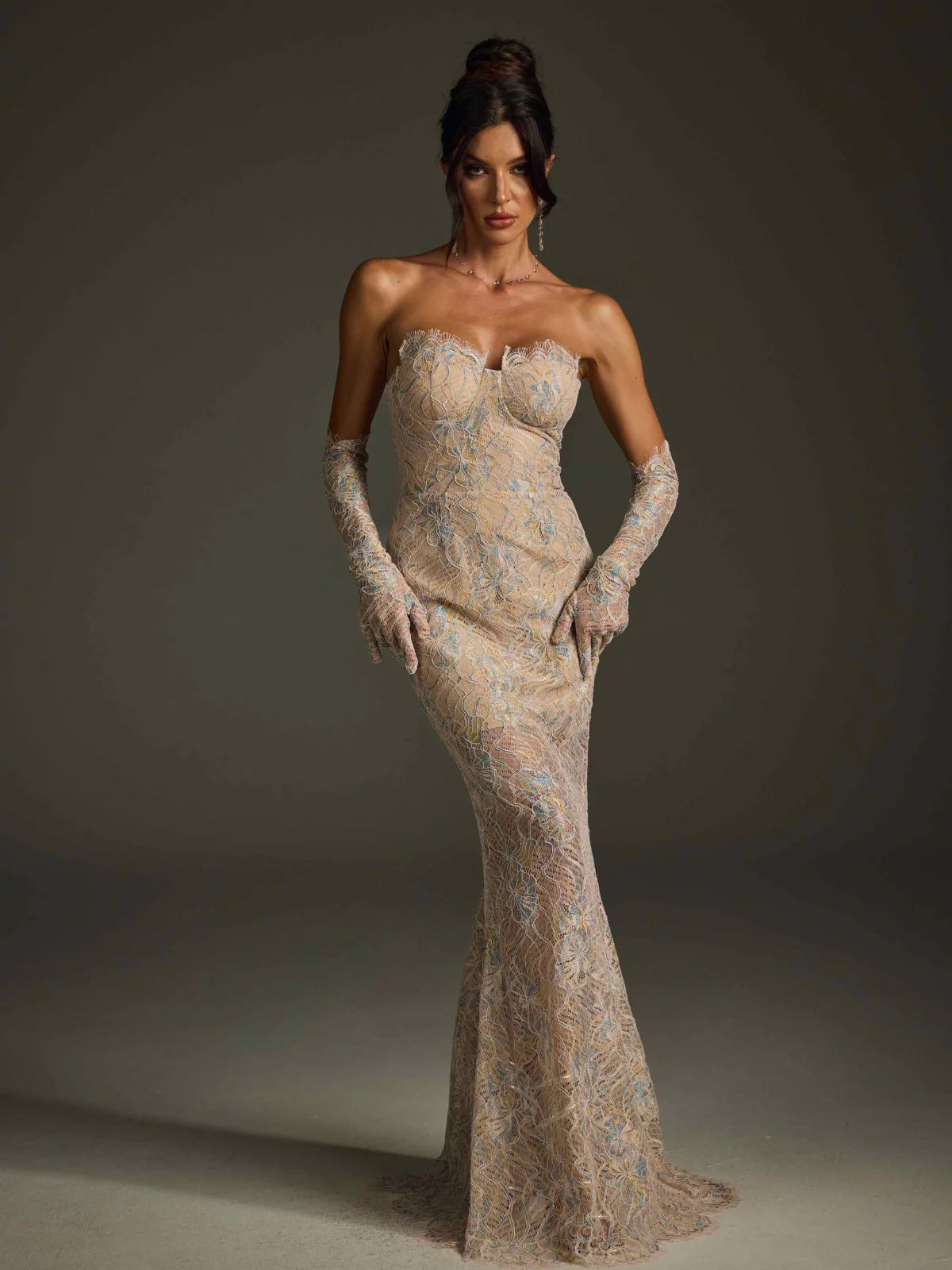 Rochie sexy fără bretele cu mănuși - imagine 8