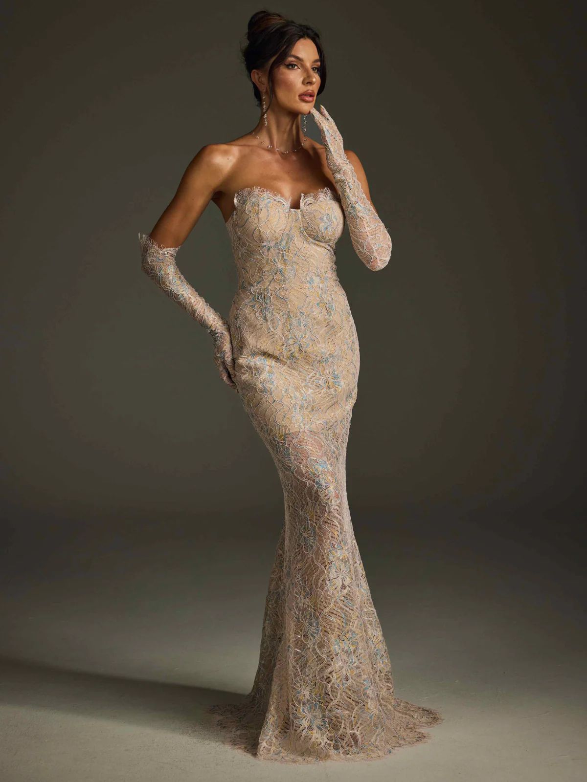 Rochie sexy fără bretele cu mănuși - imagine 10