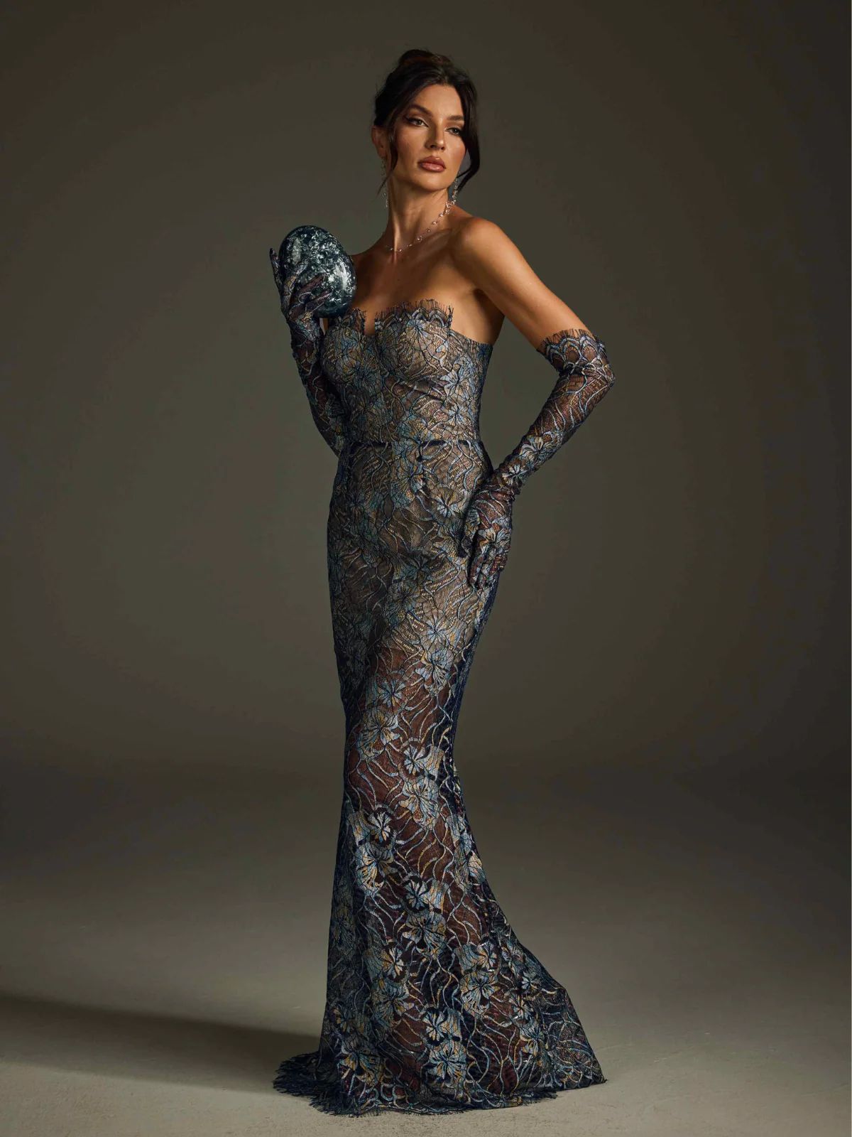 Rochie sexy fără bretele cu mănuși - imagine 3
