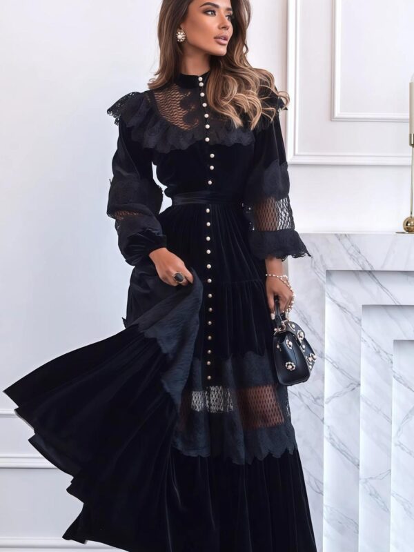 Rochie neagră din catifea Spanish