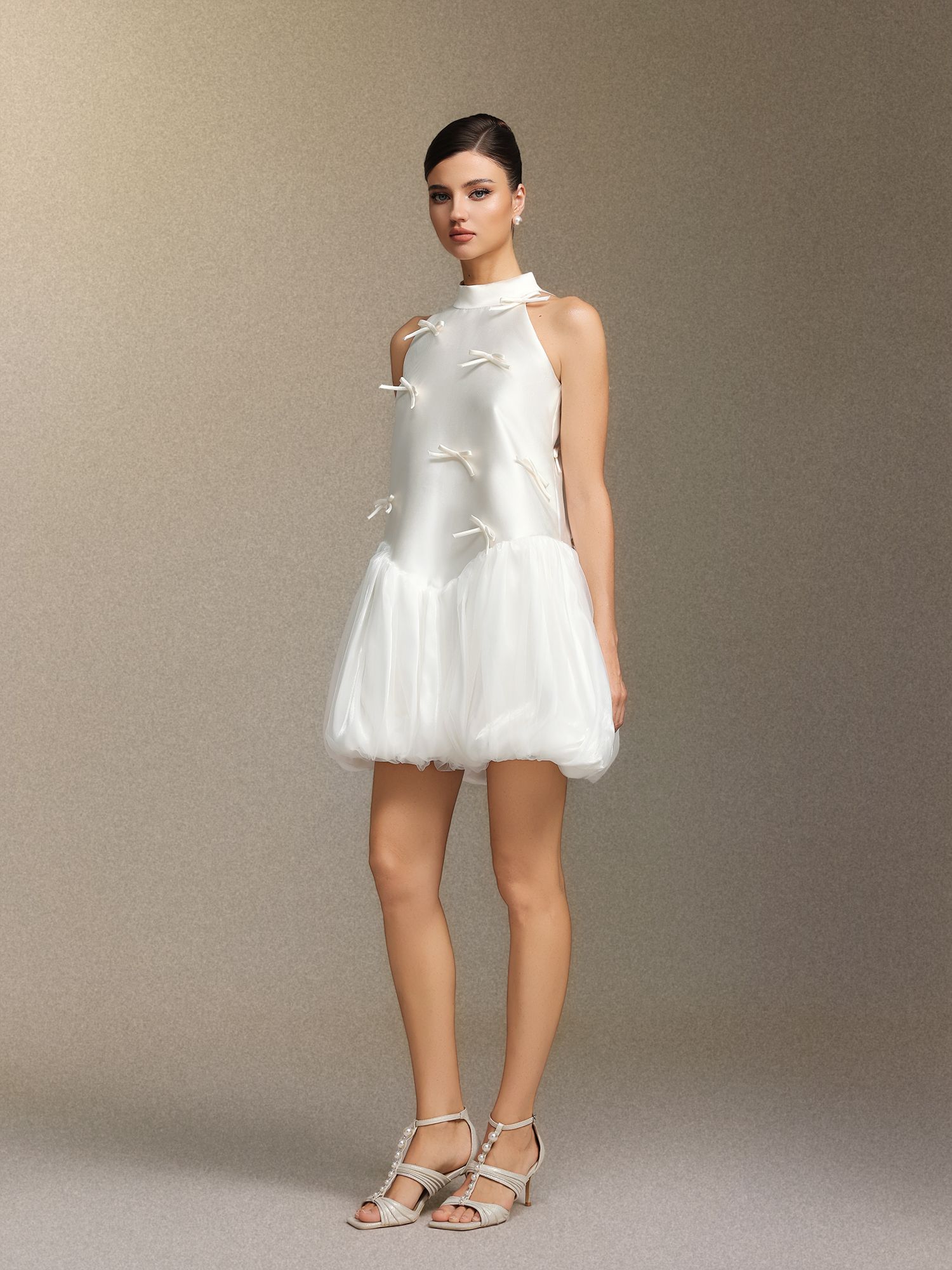 Rochie mini cu fundițe - imagine 2