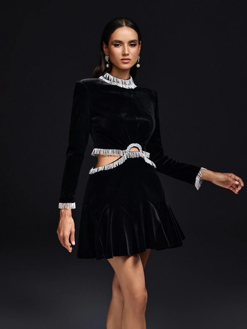 Rochie mini din catifea - imagine 2