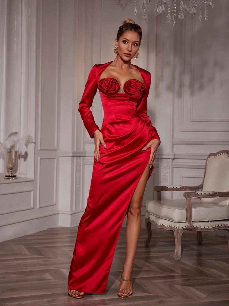 Rochie roșie din satin