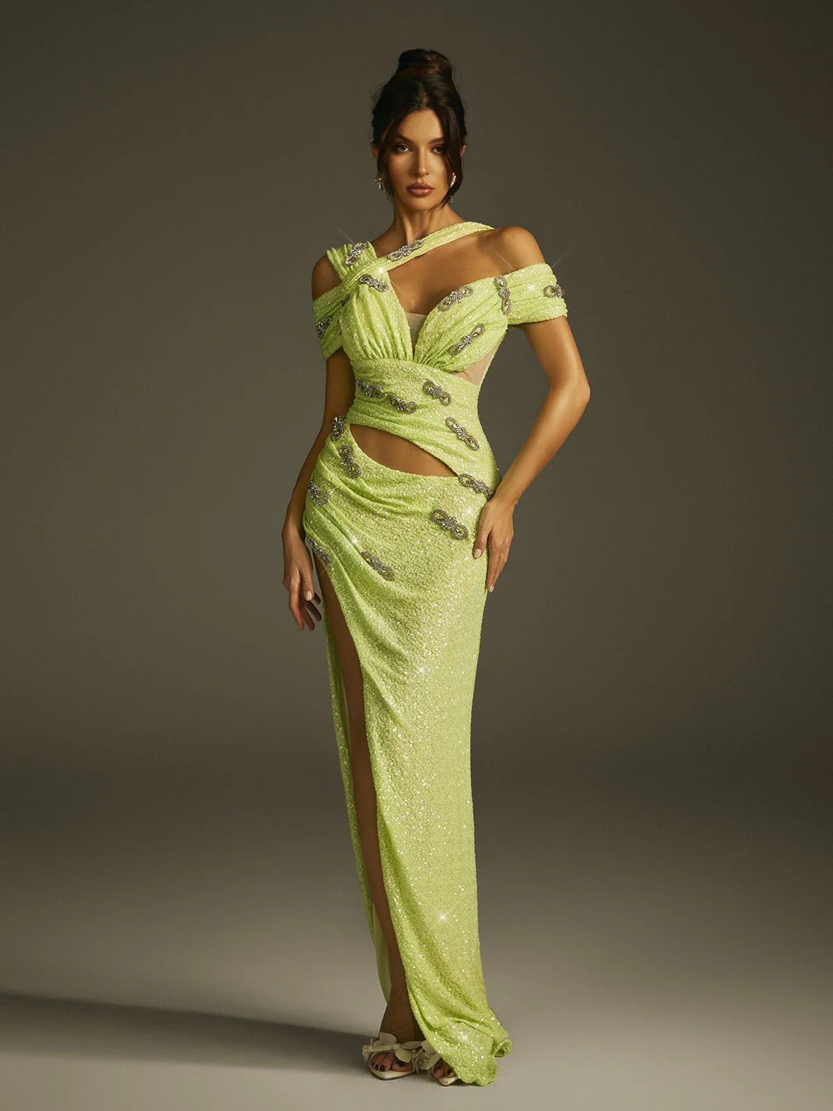 Rochie verde din paiete