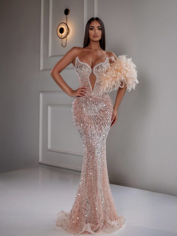 Rochie argintie fără mâneci