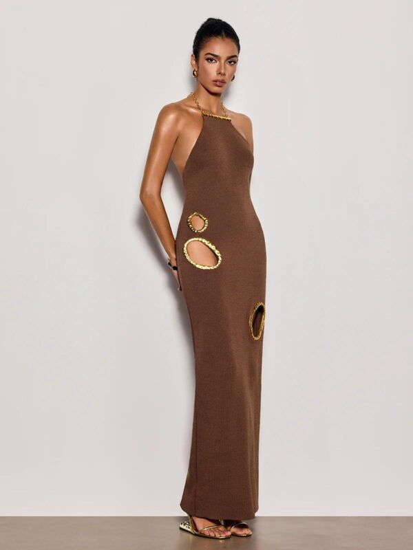 Rochie maxi cu detalii metalice