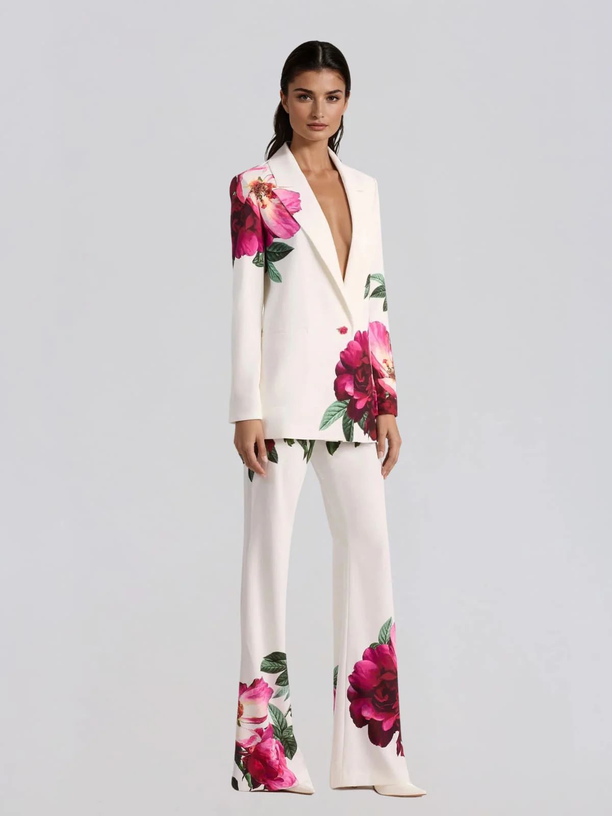 Costum elegant cu imprimeu floral - imagine 2
