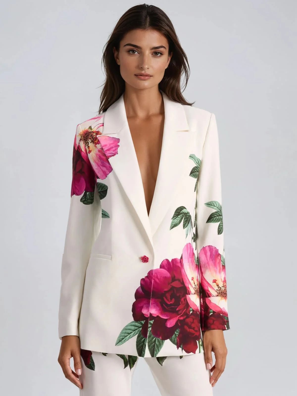 Costum elegant cu imprimeu floral - imagine 3