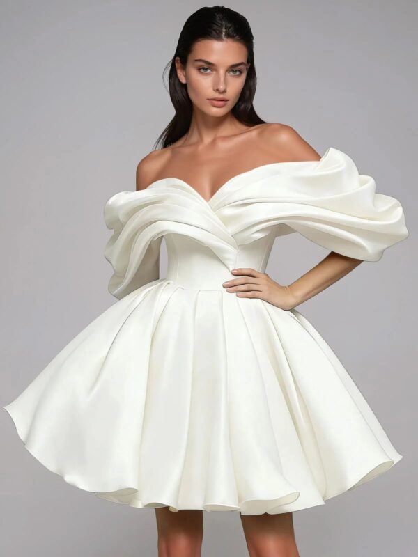 Rochie mini Ivory cu volane